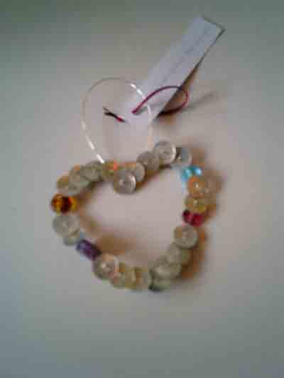 Shell Button and Bead Heart